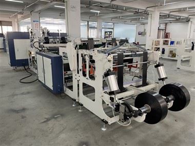MFG-400*2 Mála Bruscar Plaisteacha Cainéal Dúbailte Mála Dramhaíola Ar Rolla Meaisín Déanta Le Gléas Lipéadaithe